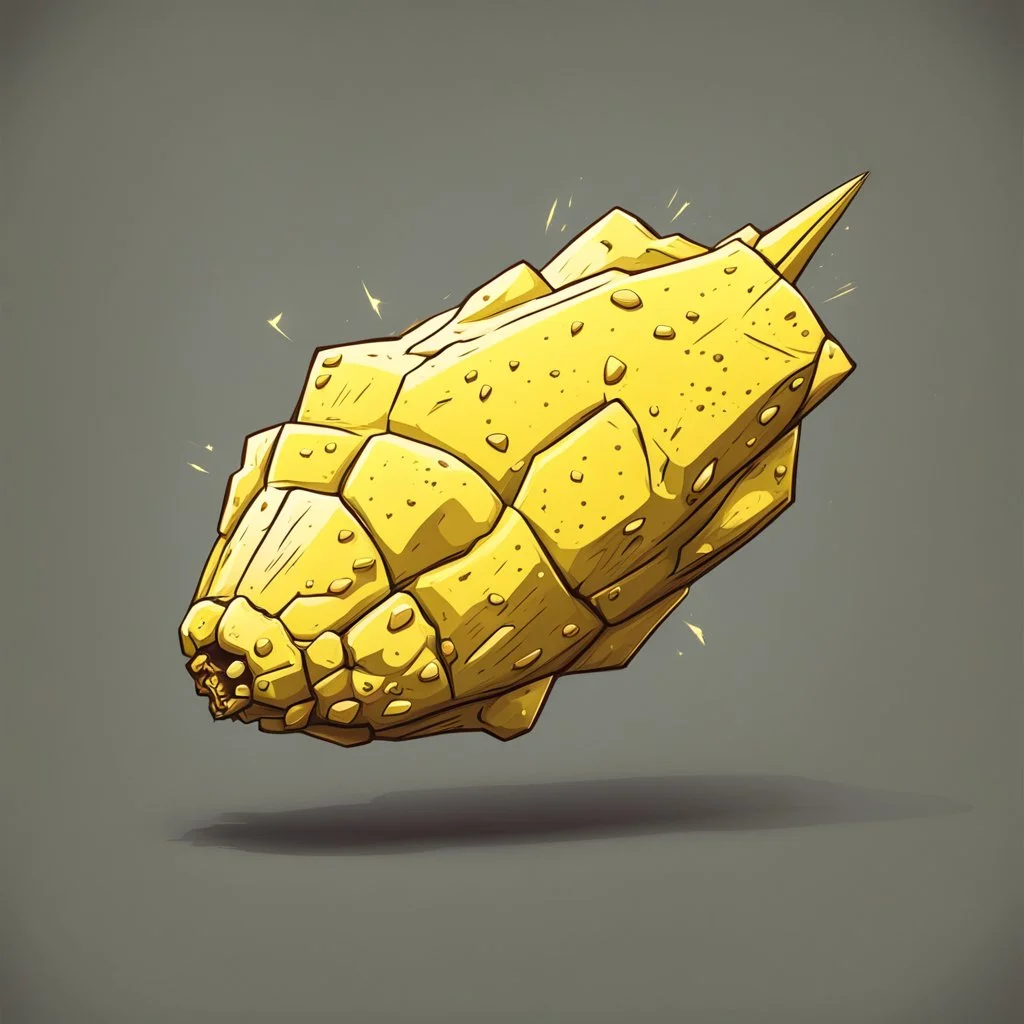 yellow cartoon asteroid stylized