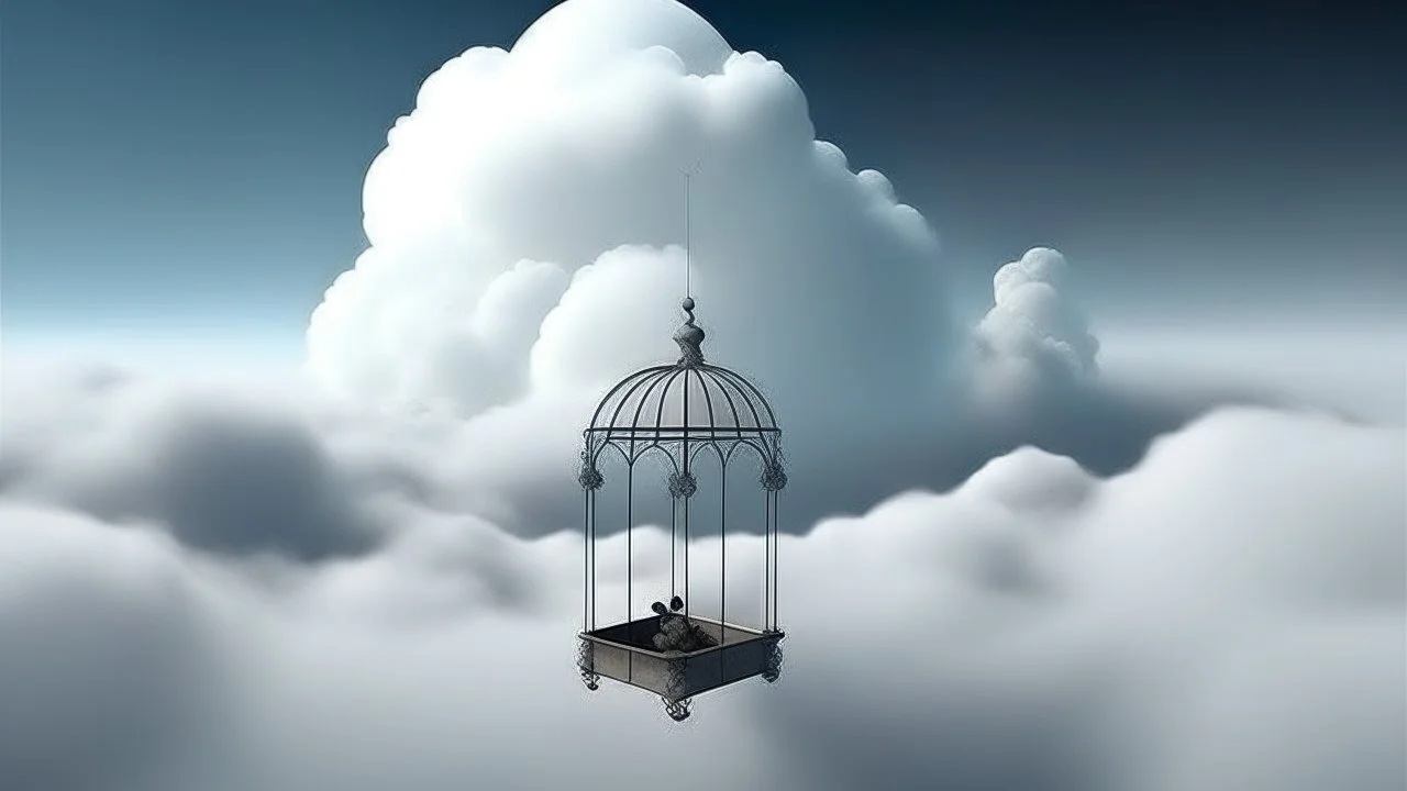 Dreamy representation of a well in the clouds