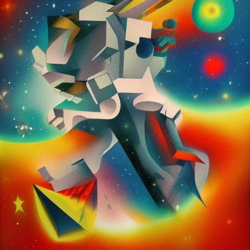 scene of space beast in the cosmos by cubist