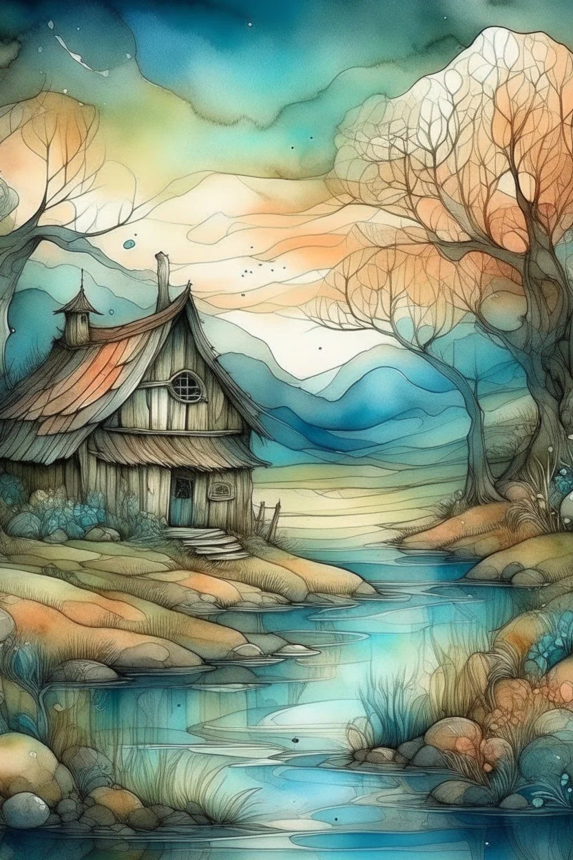 The place where the Dream and its followers live. Watercolor, fine drawing, beautiful foret, pixel graphics, lots of details, pastel aqua colors, delicate sensuality, realistic, high quality, work of art, hyperdetalization, professional, filigree, hazy haze, hyperrealism, professional, transparent, delicate pastel tones, back lighting, contrast, fantastic, nature+space, Milky Way, fabulous, unreal, translucent, glowing