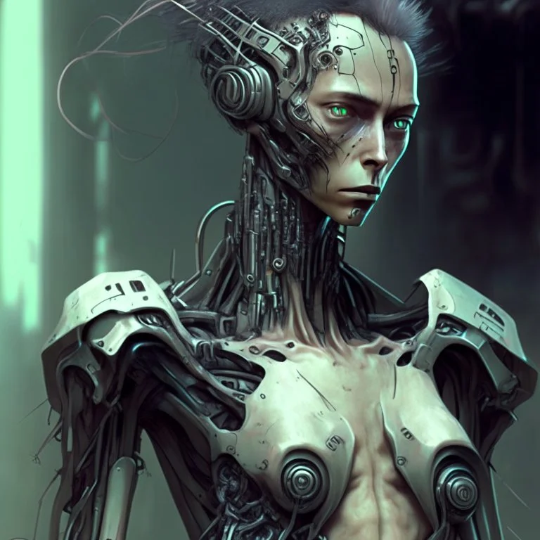 an andro-humanoid, highly sophisted, biopunk style,