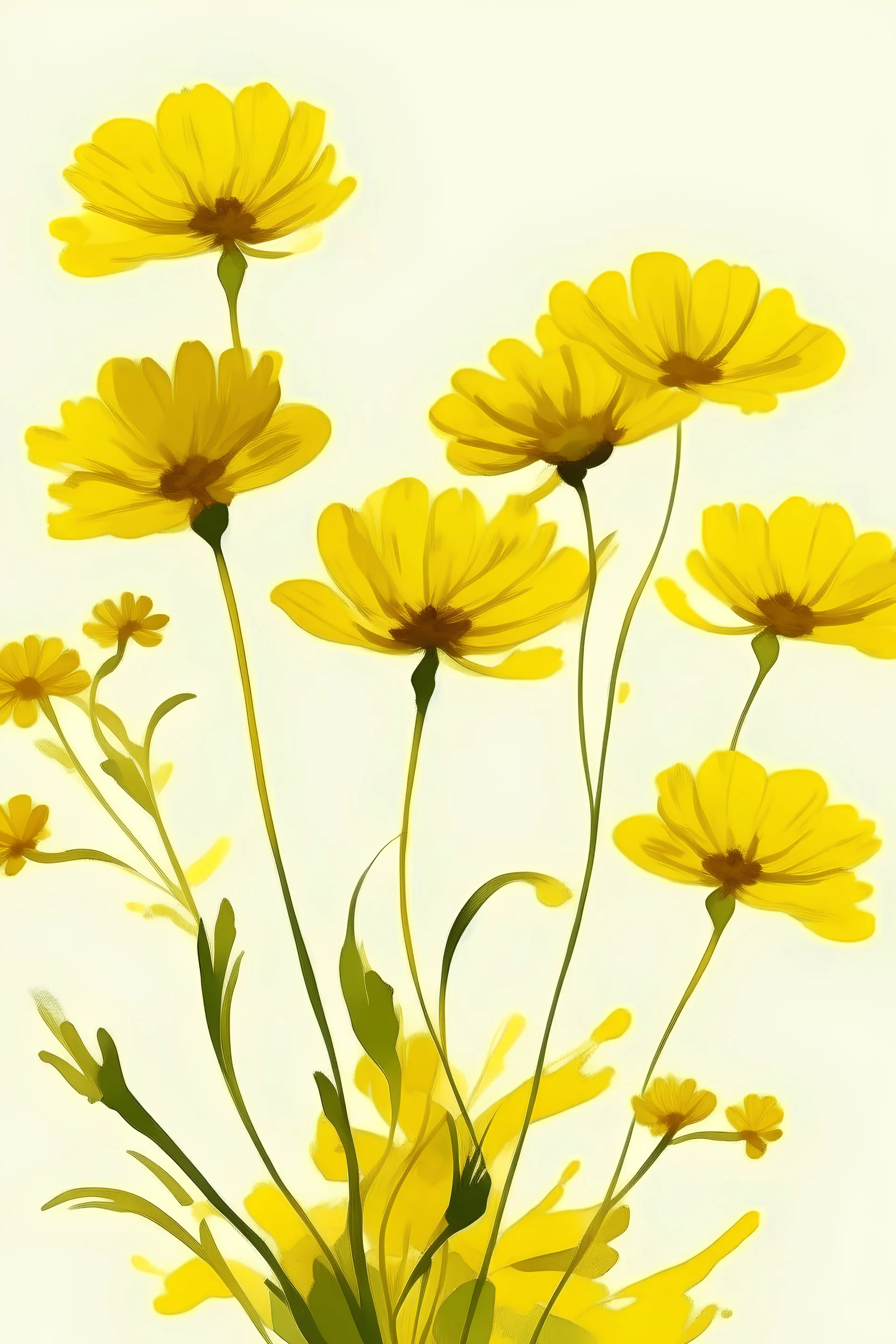 Minimalistic style paint of yellow flowers