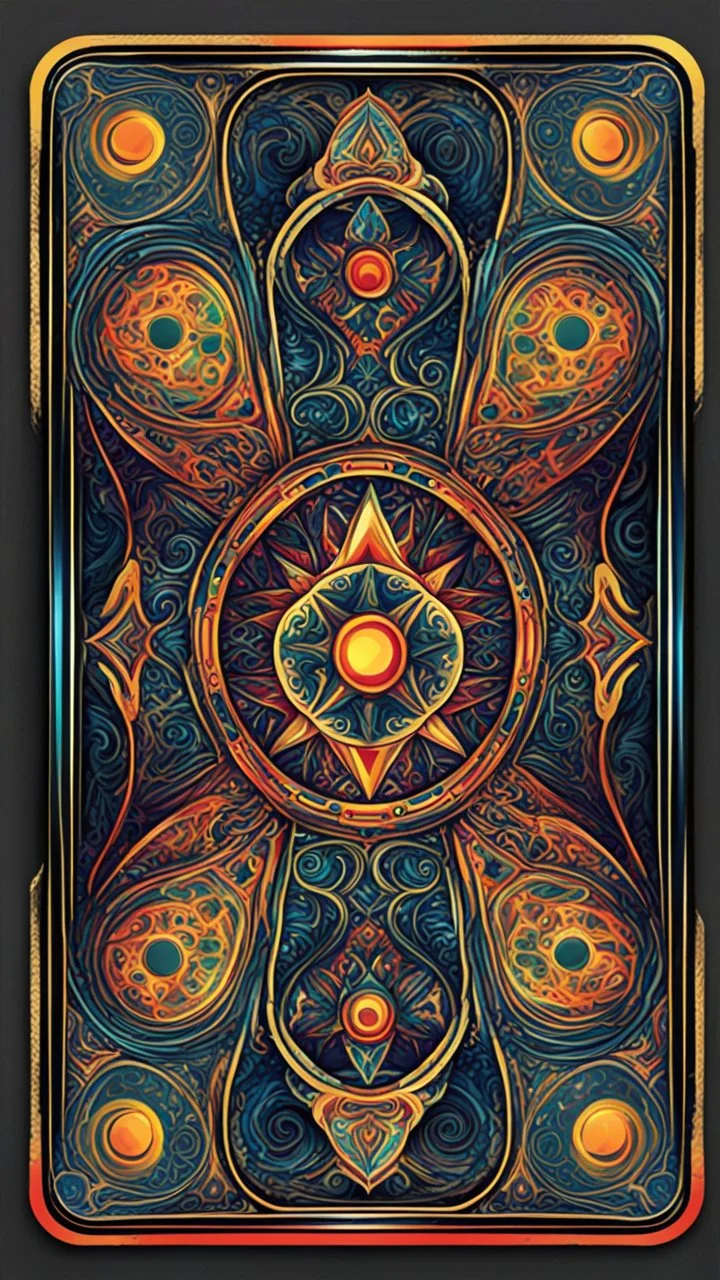 create a full color, ornate, abstract expressionist style bordered symmetric playing card template