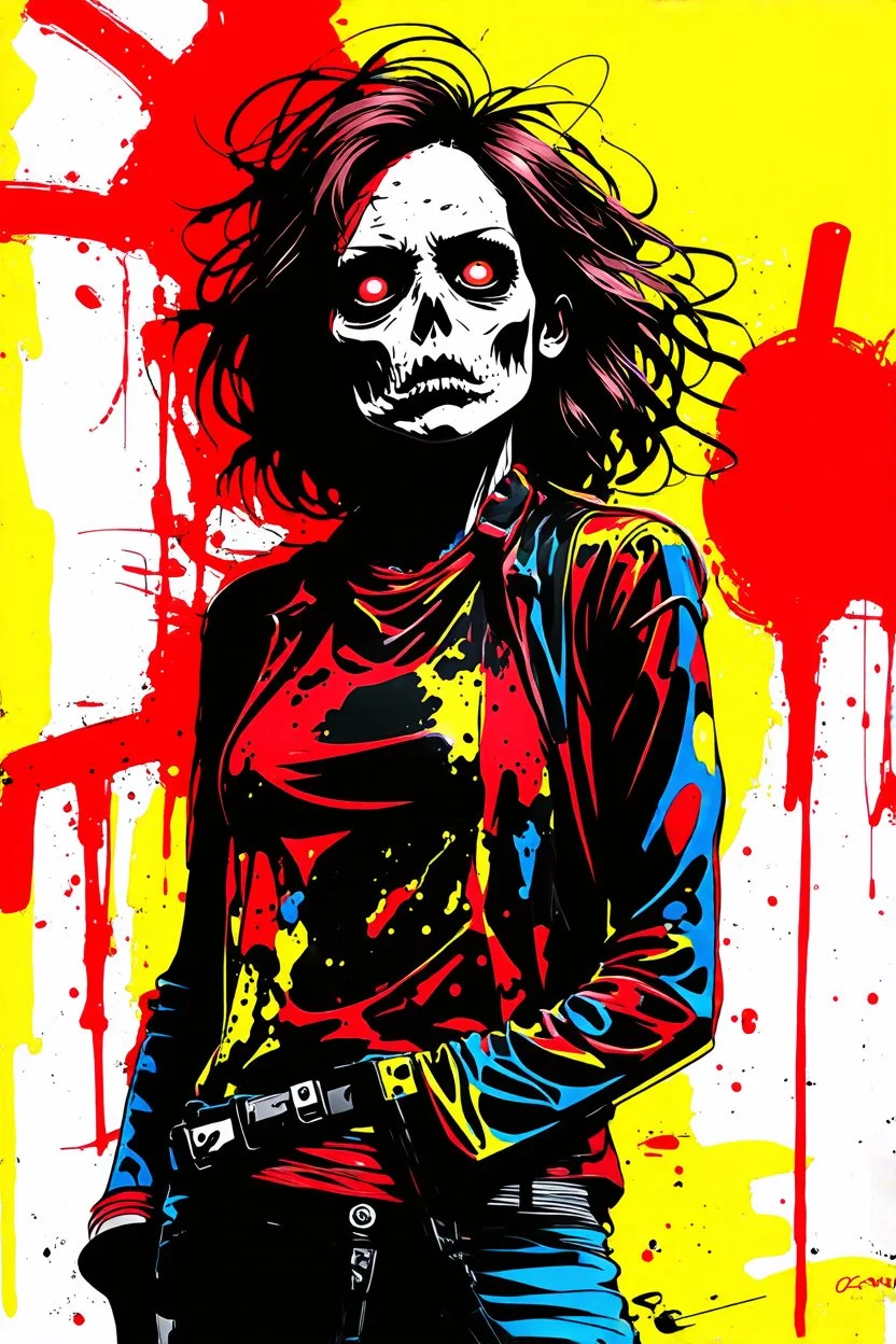 graffiti art of cartoon zombie girl , elaborate acrylic spray paint by Yoji shinkawa + nick Edwards style with bold brushstrokes, vibrant saturated natural color