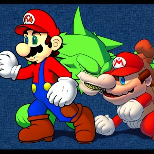 Mario punching bowser in the crotch