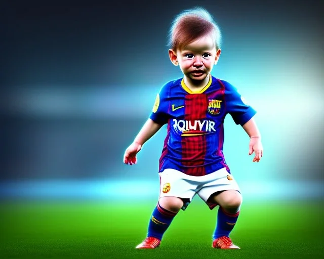 Lionel Messi as a baby, baby face portrait, smile, 8k resolution