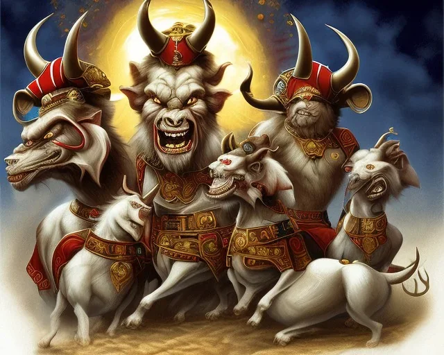 president Putin cruel satan with horns fangs and rockets