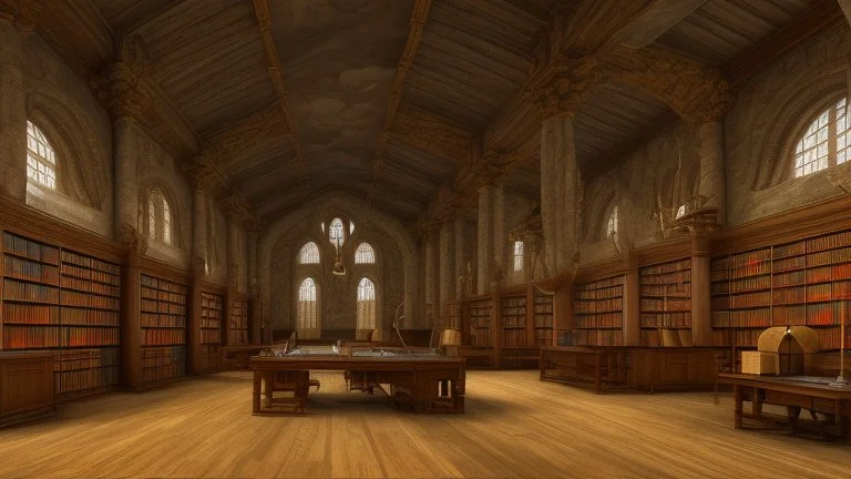 ancient medieval monastery library interior