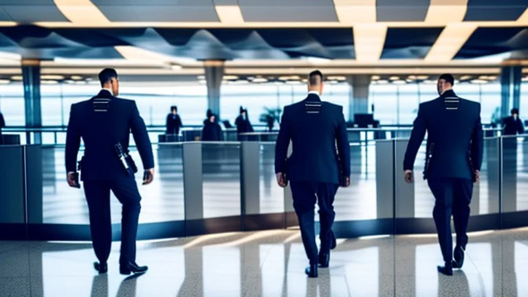 2 security officers force upset man in suit out of airport lounge