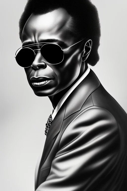 Miles Davis portrait, 8k resolution, handsome, beautiful, detailed skin, detailed hair