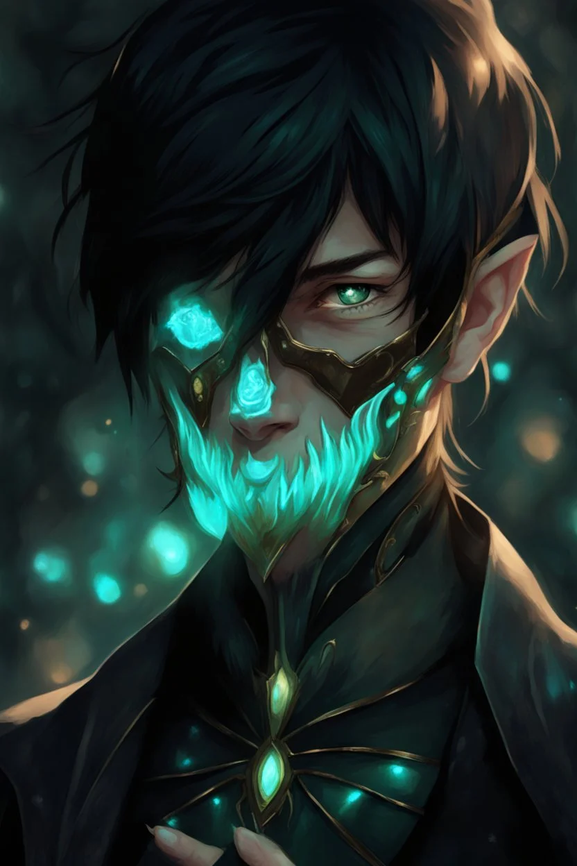 fantasy art, young male, elf, noble, mask, pale skin color