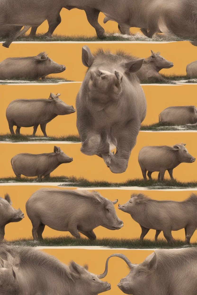 Animation image of wild warthog, 8k high quality real life animation