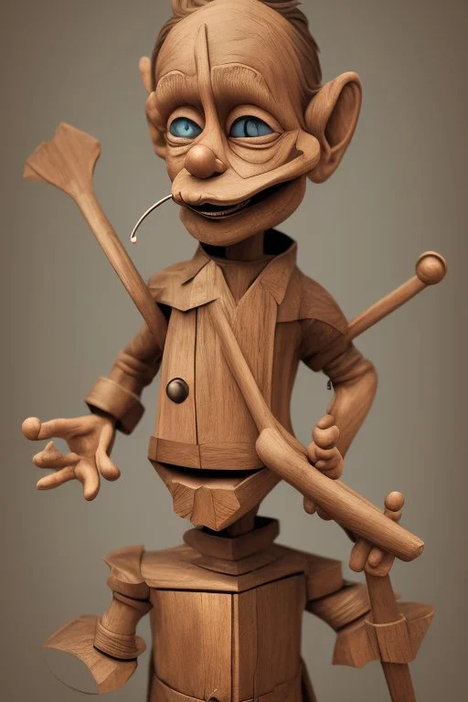 Pinocchio as an old wooden man now in cg style