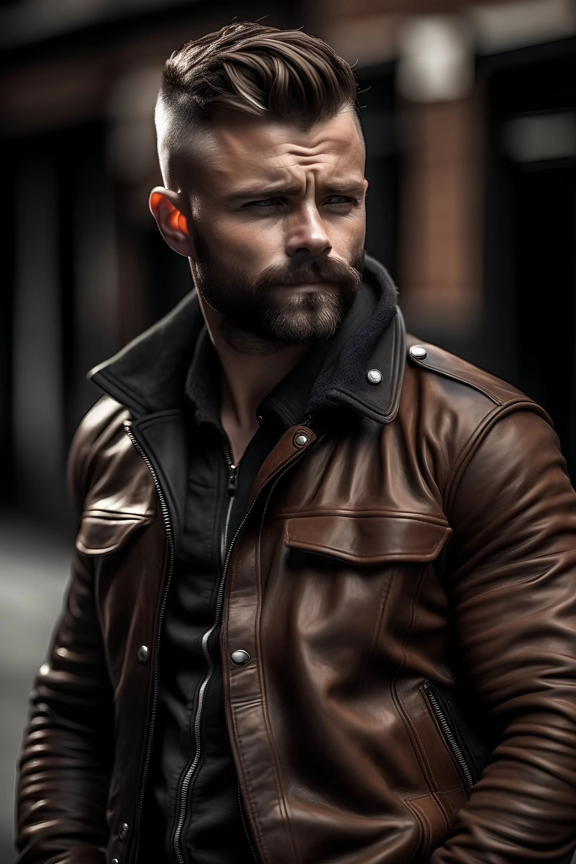 Rugged man in leather