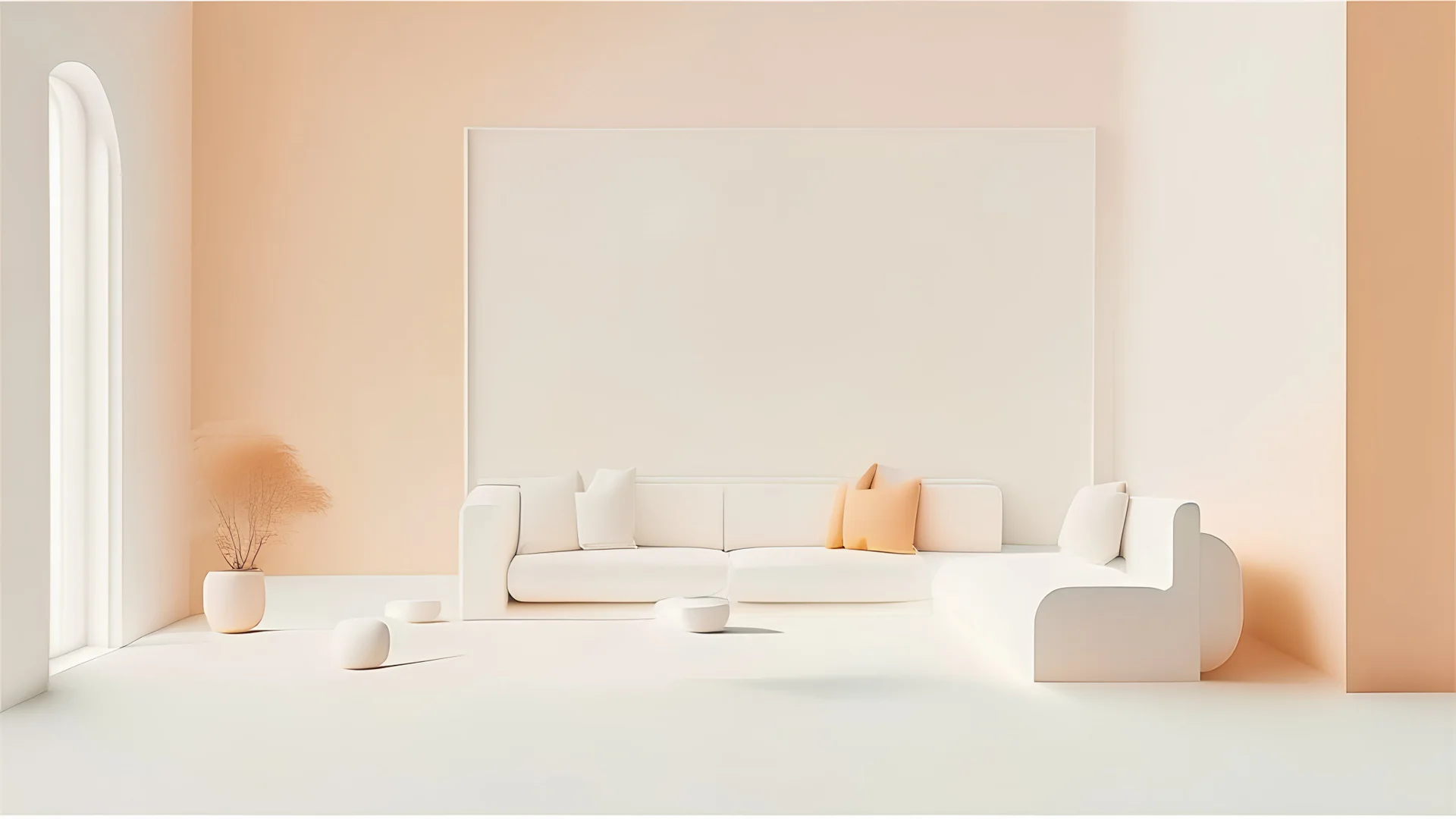 interior minimalist. light pastel colors white, orange, beige