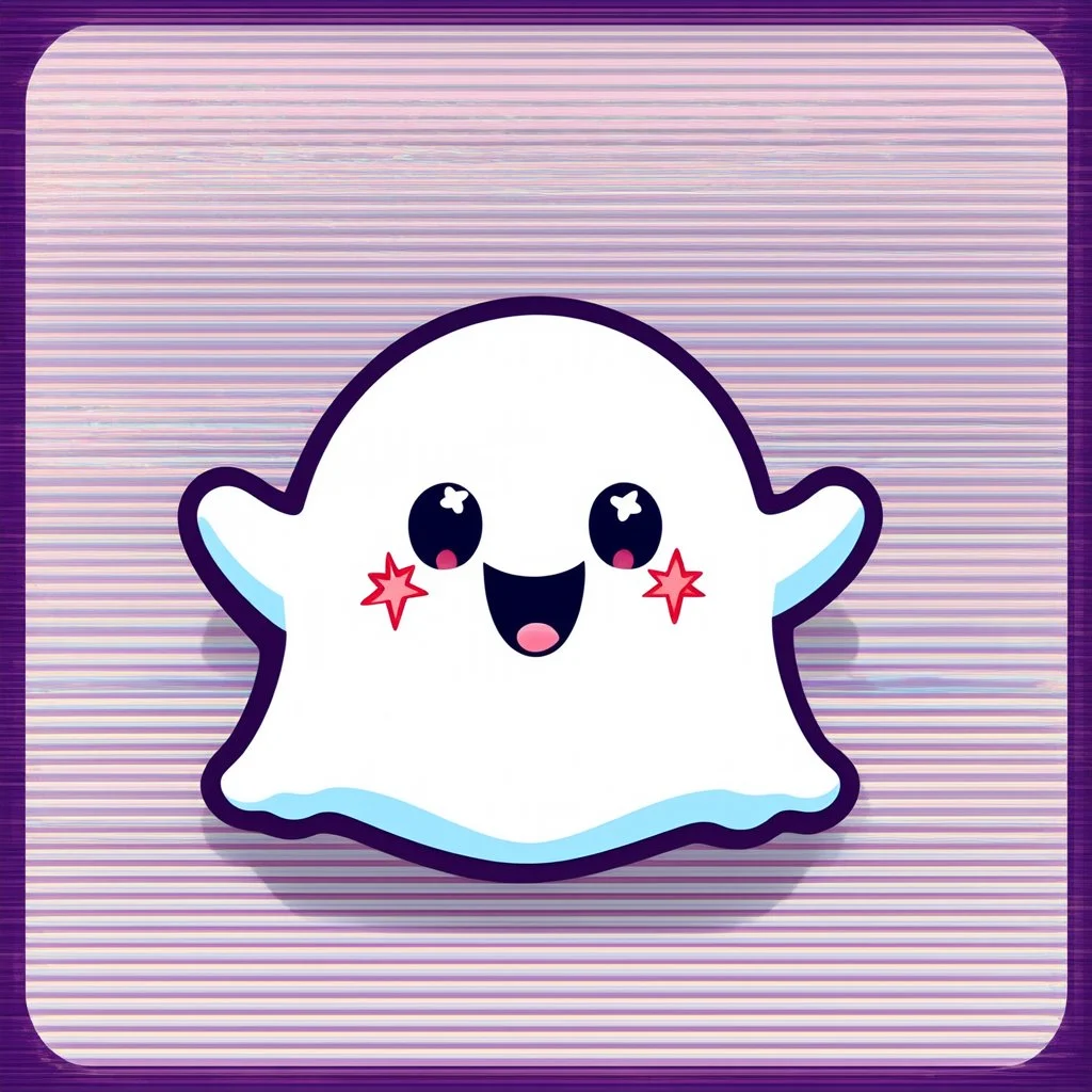 An icon that features a cute ghost that has stars as its eyes. It should look super happy