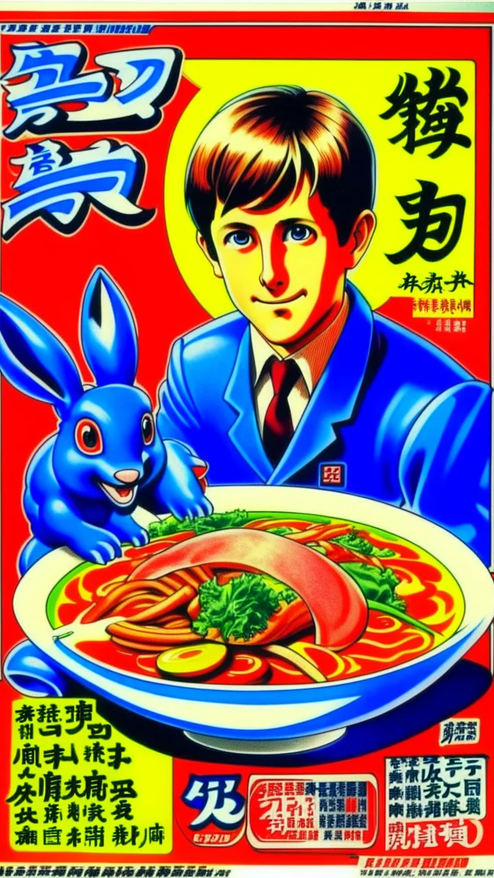 Japanese Kangaroo Soup Australian Ad in an 80s style, Scott Pilgrim style.