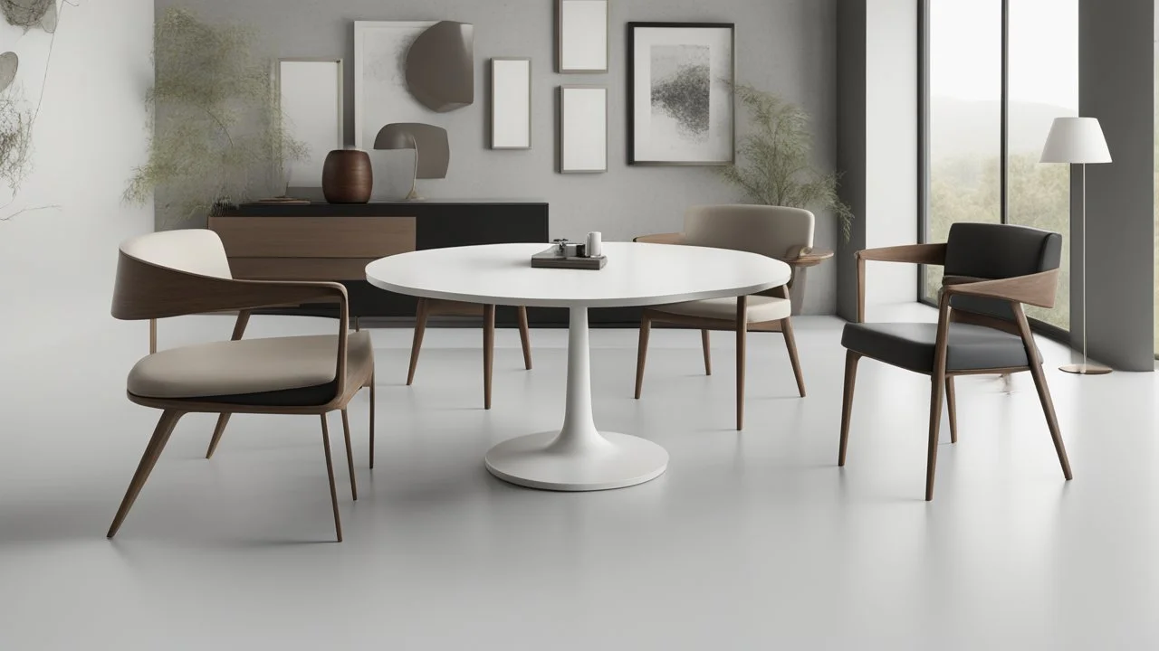 A contemporary, round multi-purpose guest table with a bold, new shape.