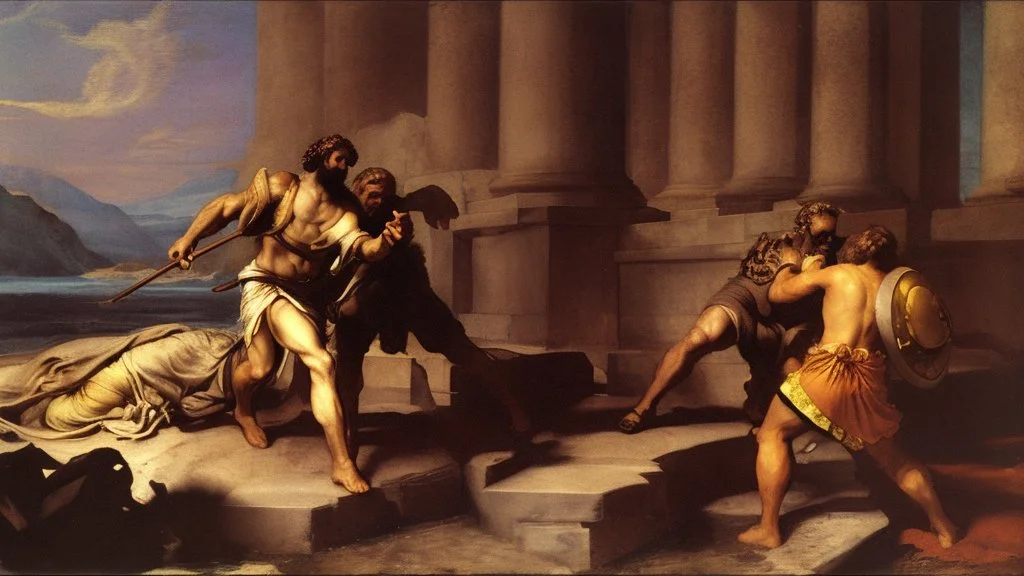 Odysseus steals palladium by titian