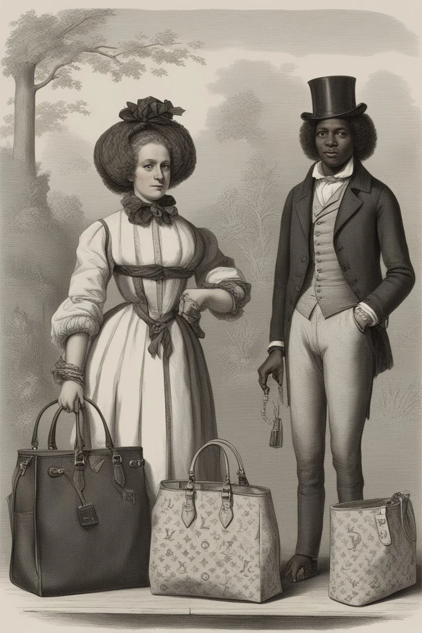 Illustrate the dehumanizing perspective of Franklin and Armfield towards slaves. Depict their likening of "fancy girls" to luxury items like Louis Vuitton handbags. Use symbolism to convey the callousness of this comparison