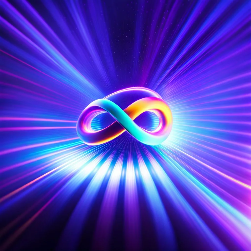 infinity symbol brightly coloured ∞ moving at warp speed, colours from infinity flowing through image with speed, DSLR with a 80mm lens, set to f/16 and a slow shutter speed of 1/15s, striking, chiaroscuro, dramatic, captivating, powerful, fantasy, beautiful, octane render, 16k post-production, artstation: award-winning: atmospheric: commanding: fantastical: clarity: ultra quality: striking: brilliance: stunning colors: amazing depth; lens: f/11, 35mm