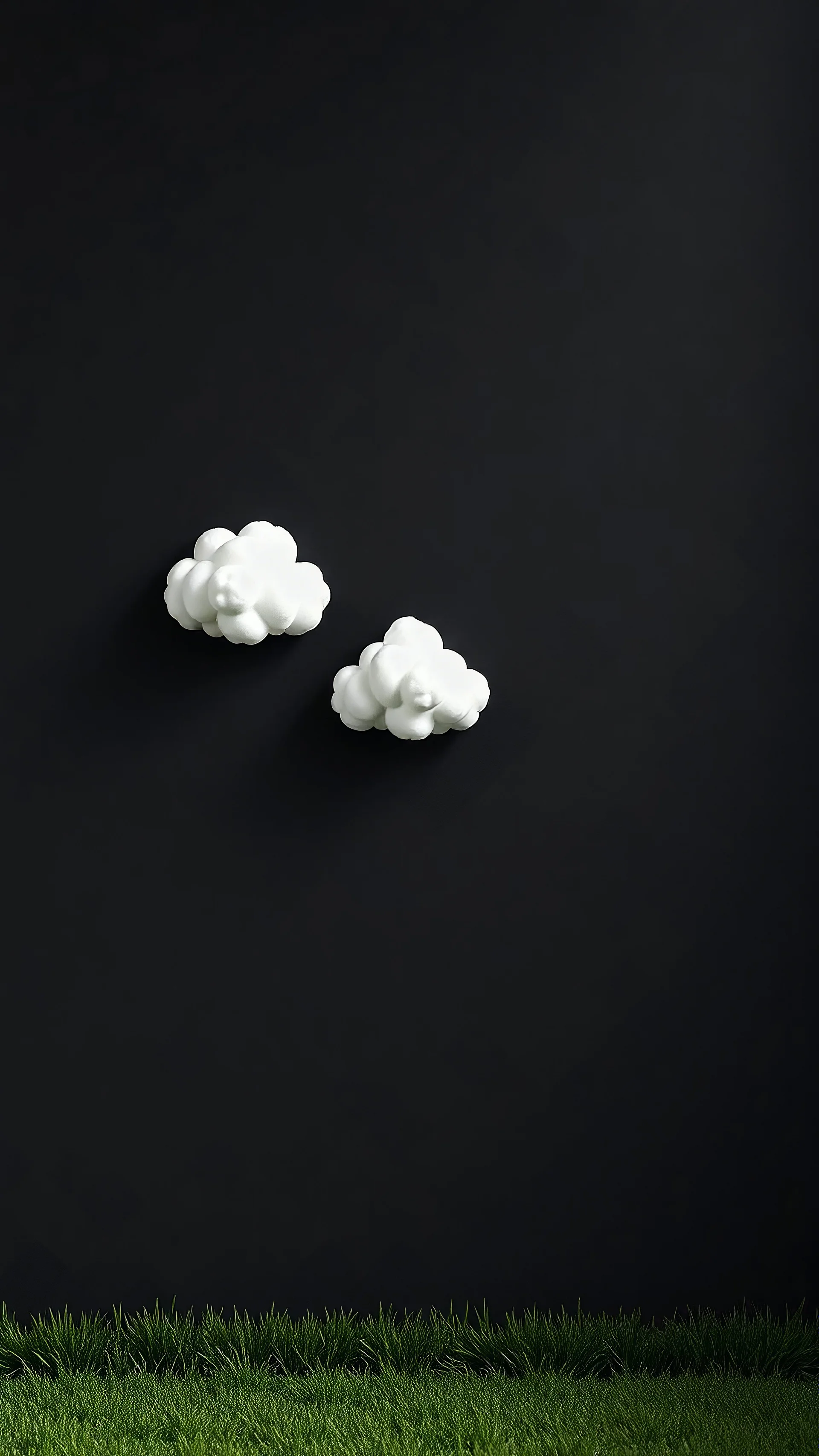 Mur noir complet, petit nuage de coton blanc 3D, miroir