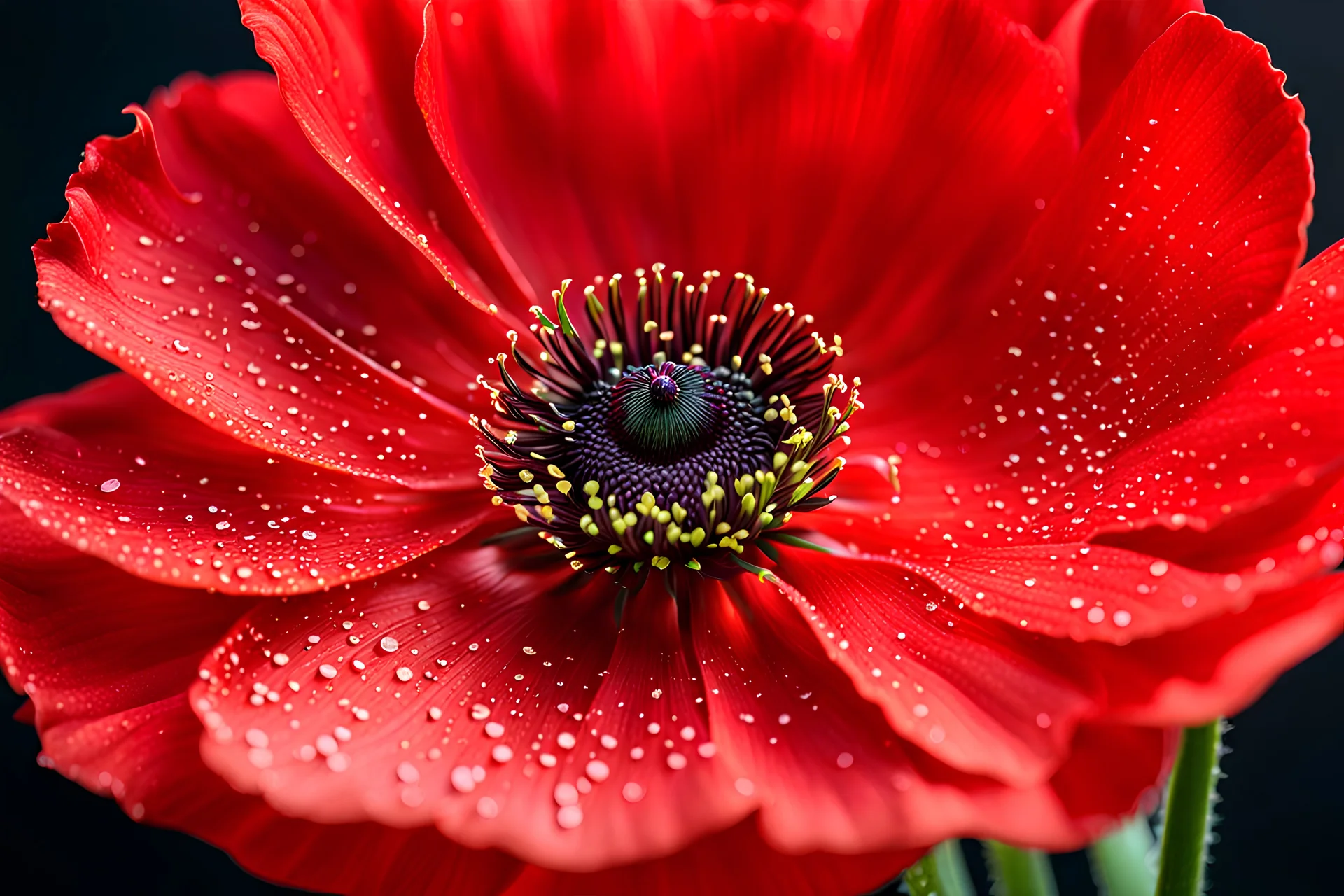 A poppy flower redder than blood, Miki Asai Macro photography, close-up, hyper detailed, trending on artstation, sharp focus, studio photo, intricate details, highly detailed,