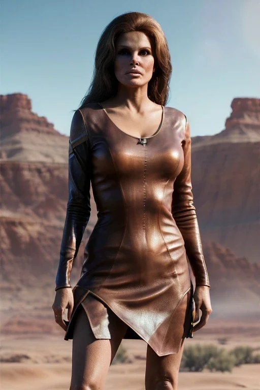 Portrait, young Raquel Welch, natural busty, prehistory leather dress, desert, Ultra realistic, prehistory style, wide angle view, soft color, highly detailed, unreal engine 5, ray tracing, RTX, lumen lighting, ultra detail, volumetric lighting, 3d, finely drawn, high definition.