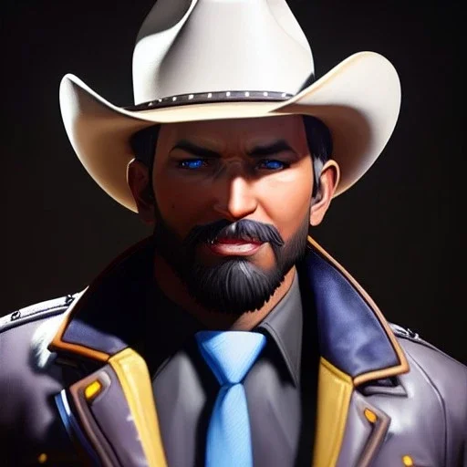 Ultra detailed fullbody Portrait in oil on canvas of overwatch character- CASSIDY and cowboy hat and armor,extremely detailed digital painting,intense stare, extremely detailed face, crystal clear eyes, mystical colors ,perfectly centered image, perfect composition, rim light, beautiful lighting,masterpiece ,8k, stunning scene, raytracing, anatomically correct, in the style of Steve Jung and robert e howard and Wizyakuza and Ohrai Noriyoshi and Simon Bisley and uncannyknack and kilory.