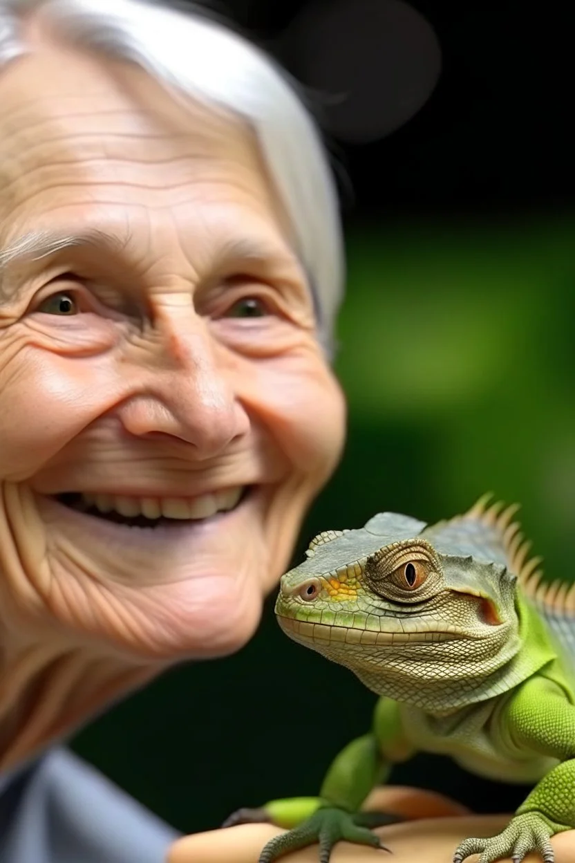 woman of early retirement age with the smile of a lizard