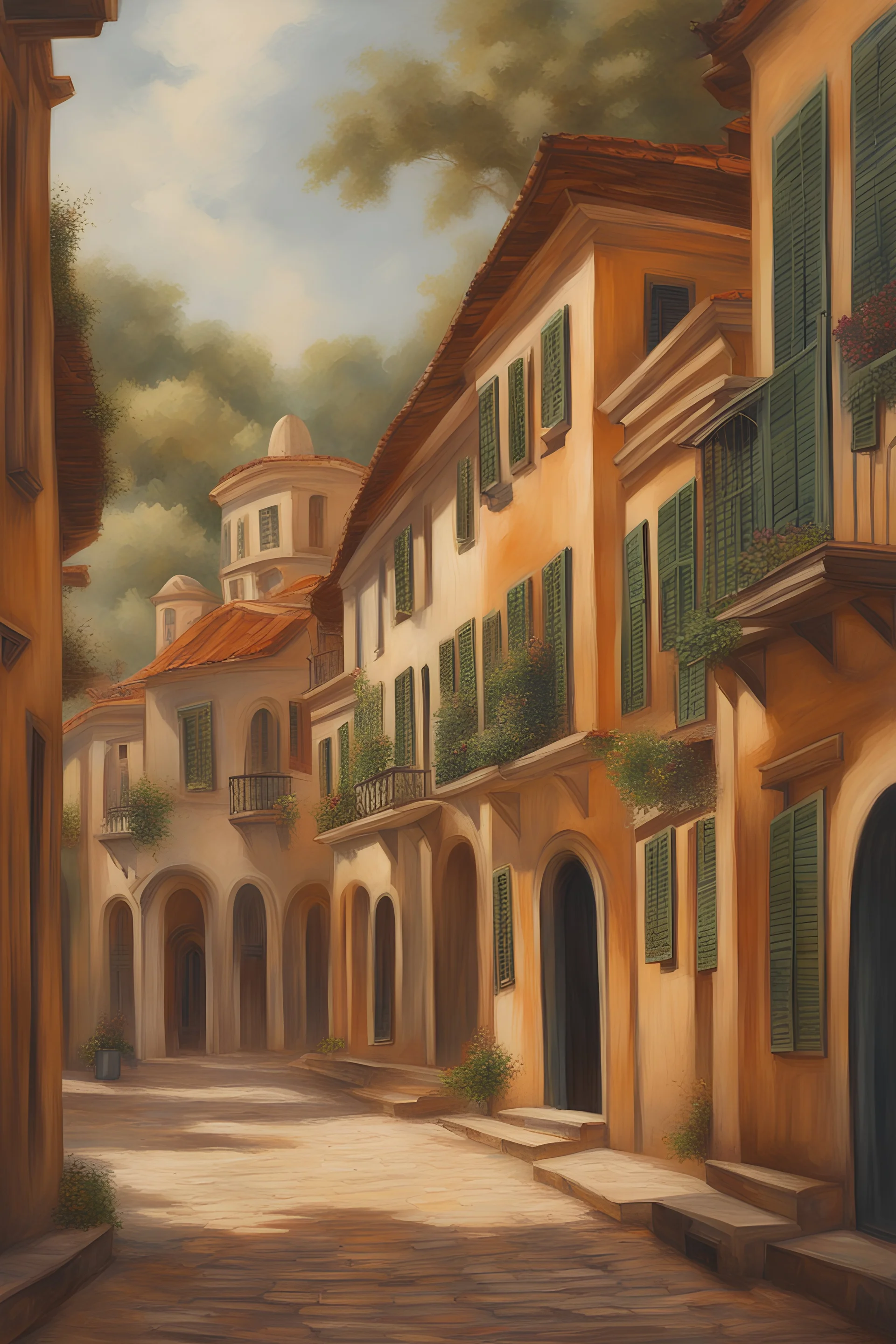colonial style city painting