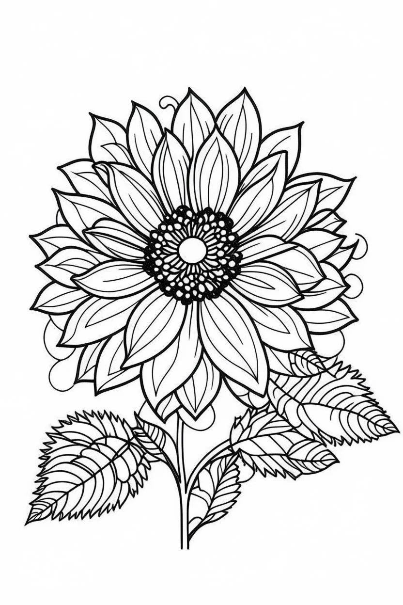 outline art for cute flower coloring pages with which, White background. sketch style, clean line art, white background, no shadow and clear