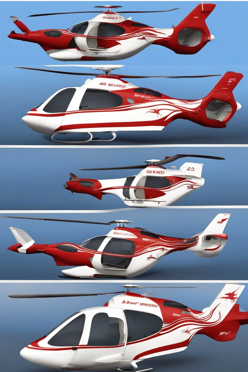 aeroplane airmed air ambulance inspired by shark with side view , quarter view and front view