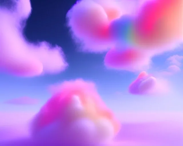 Clouds made of colorful cotton candy