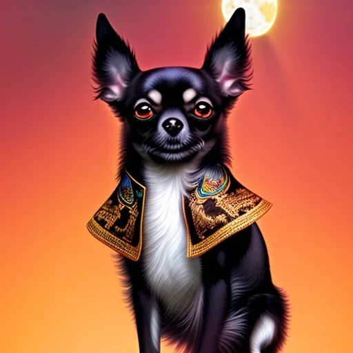 black chihuaha papilion dog, chion