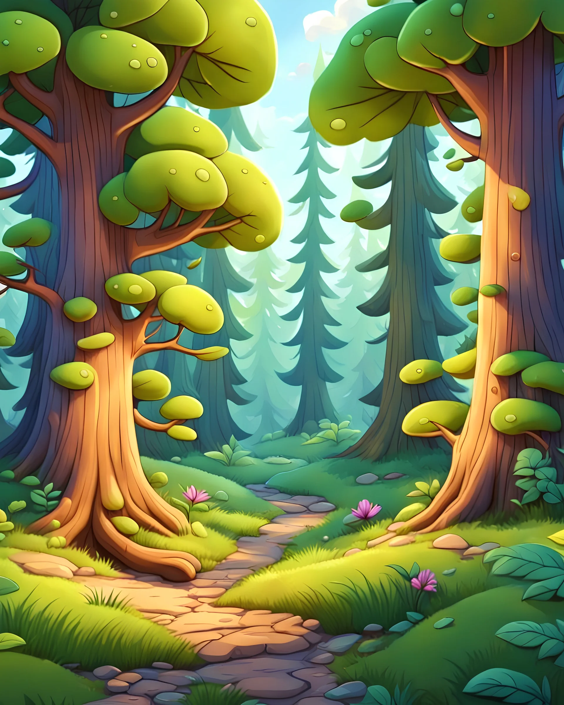 forest ,cartoon style, for kids, high detailed,8k