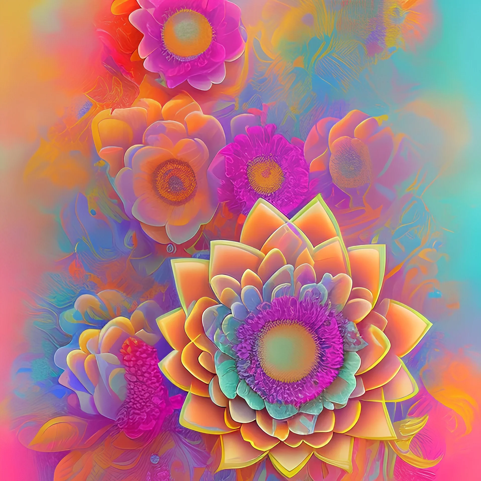  pastel colors, abstract art, flowers camp