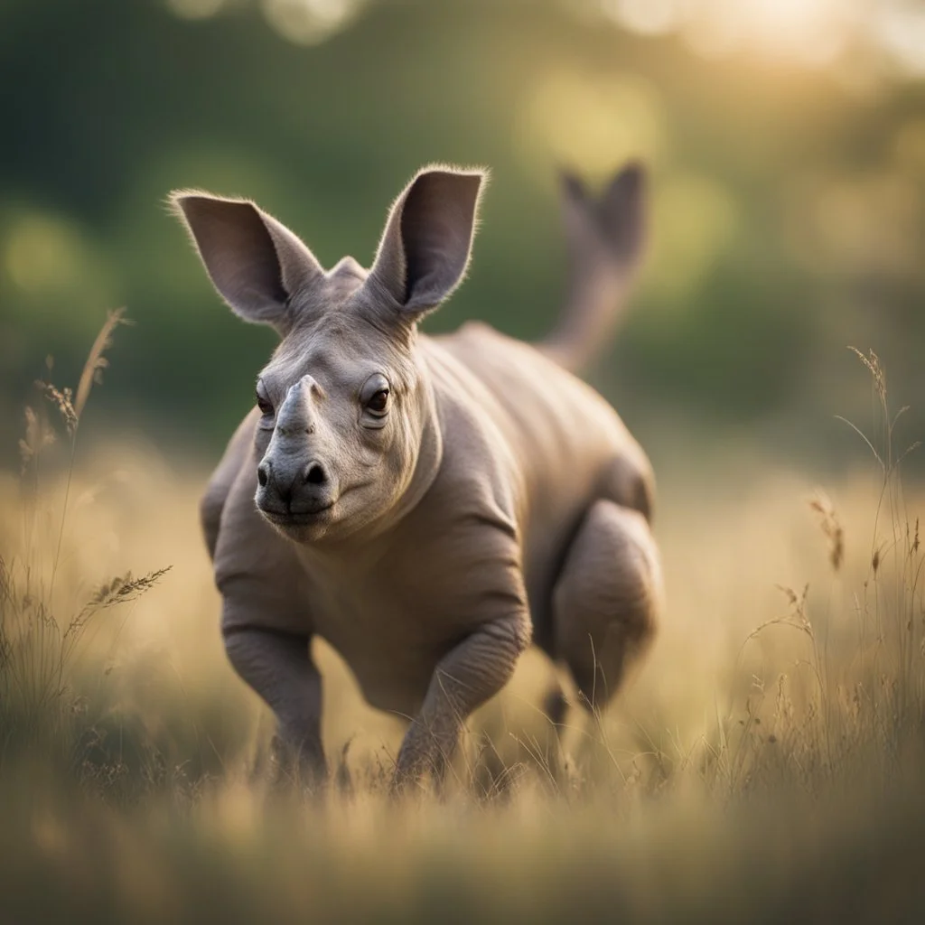 kangaroo rhino kobold in long grass ,bokeh like f/0.8, tilt-shift lens 8k,*-