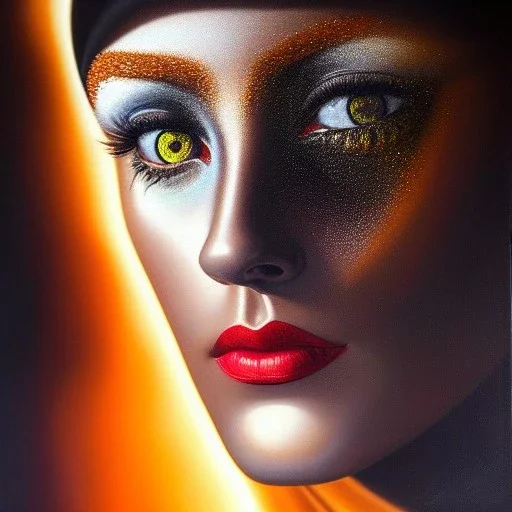 ultra detailed Portrait on oil in canvas of Sandman , extremely detailed digital painting, extremely detailed face,crystal clear Big Glowing eyes, mystical colors ,perfectly centered image, perfect composition,rim light, beautiful lighting, 8k, stunning scene,extremely sharp detail, finely tuned detail, ultra high definition raytracing, in the style of Simon Bisley and Ishimura.