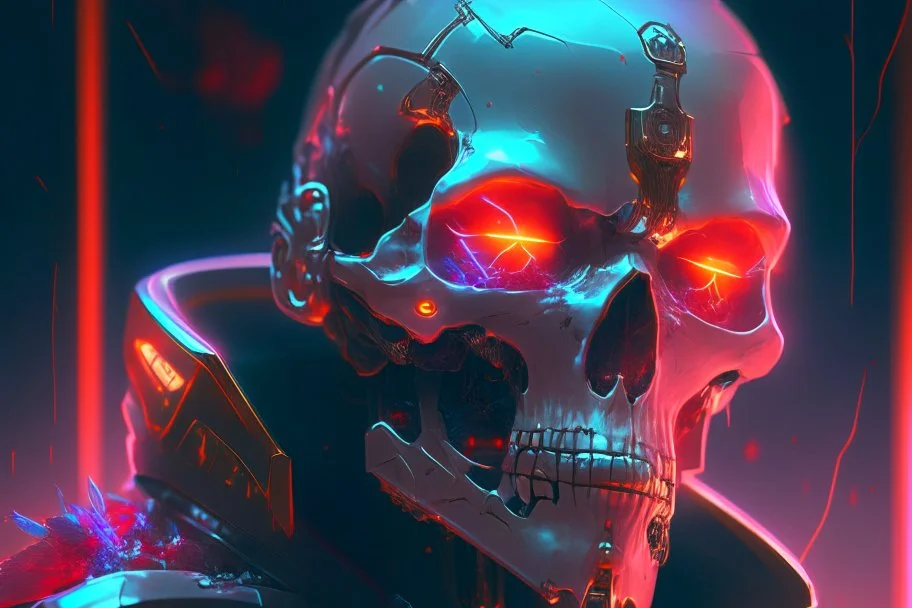 A glass headed skull with glowing ruby eyes wearing a futuristic uniform, 8k resolution concept art portrait by Greg Rutkowski, Artgerm, WLOP, Alphonse Mucha Boris Vallejo dynamic lighting hyperdetailed intricately detailed Splash art trending on Artstation Unreal Engine 5 volumetric lighting