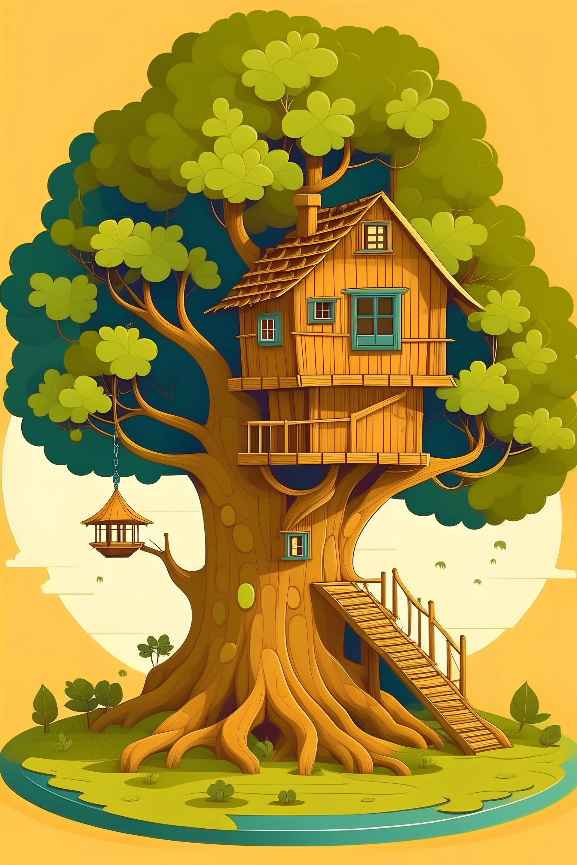 treehouse vector cartoony infographic