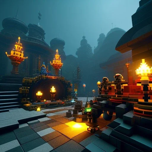 volumetric environment with skull built with legos