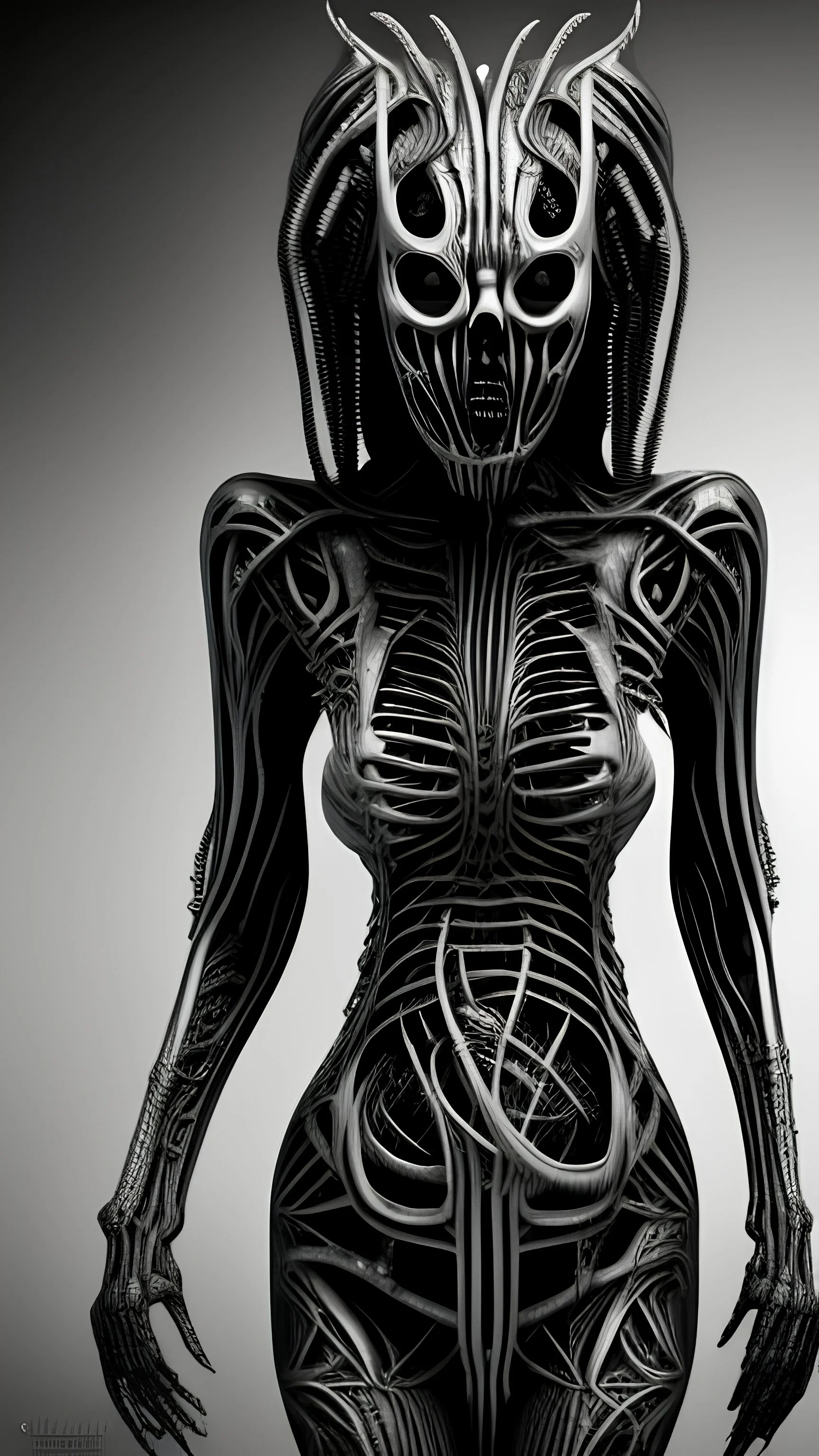 Woman twisted body like Giger style