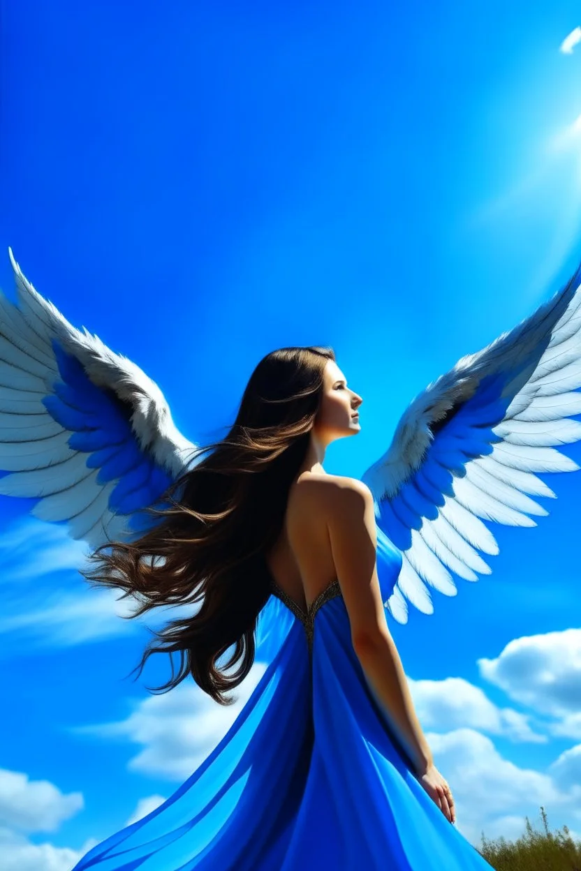 beautiful queen blue sky wings light