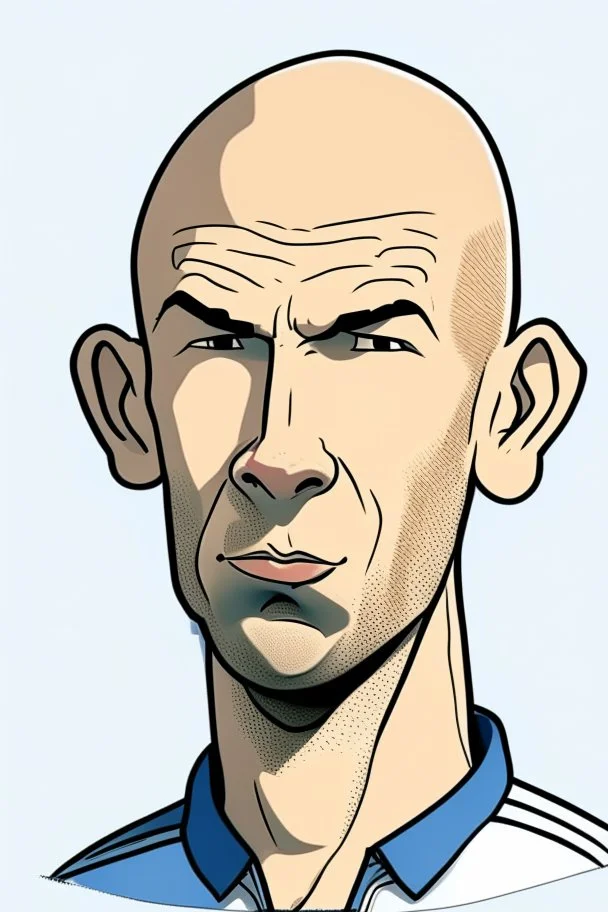 Zinedine Zidane French football player ,cartoon 2d