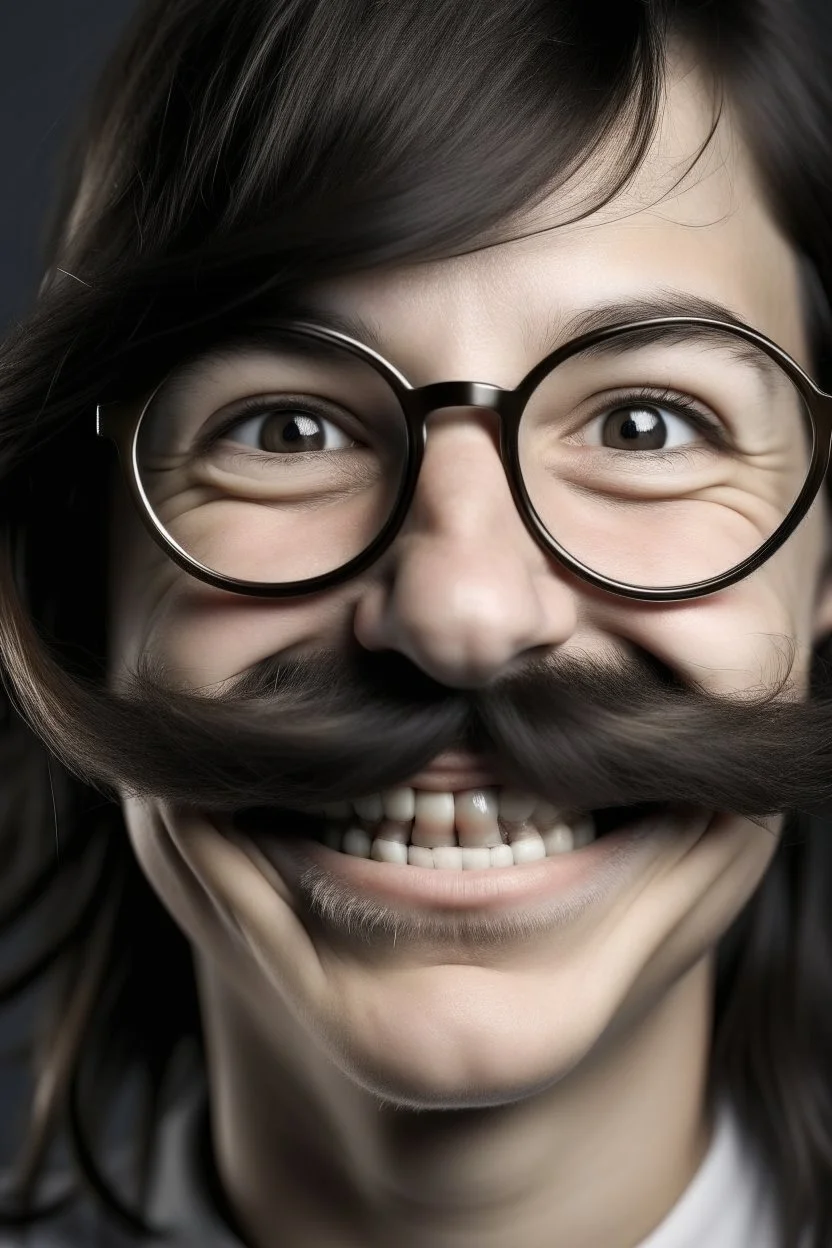 ugly girl glasses teeth and hairy moustache