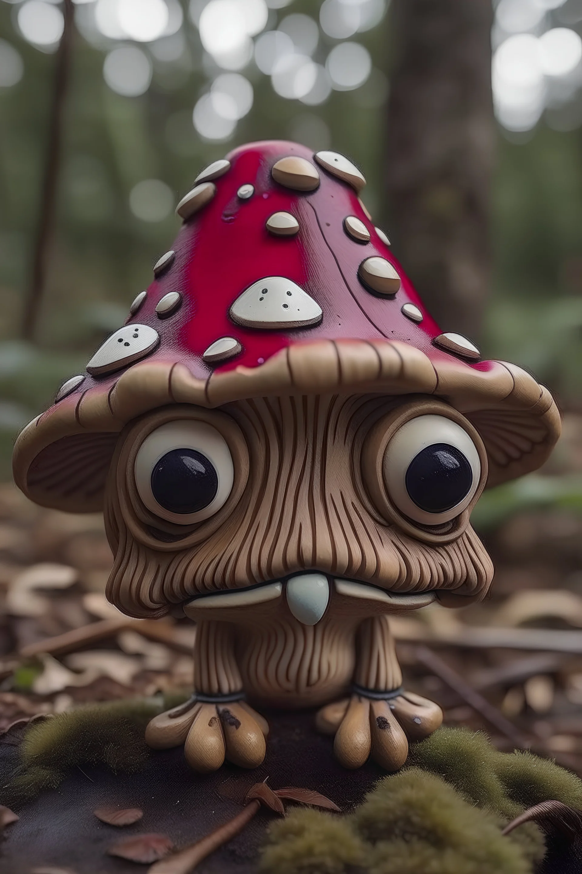 little mushrooms eyes two legs hat