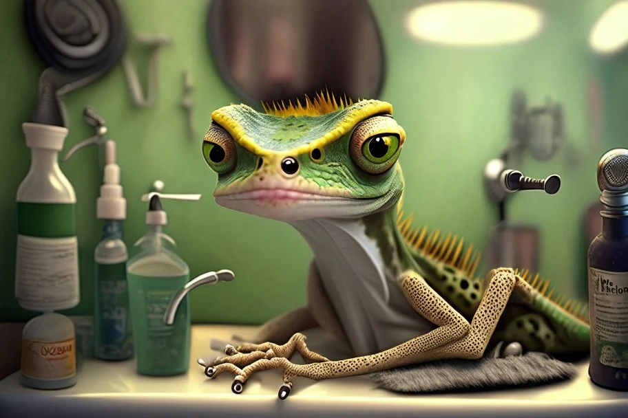 gecko at the hairdresser