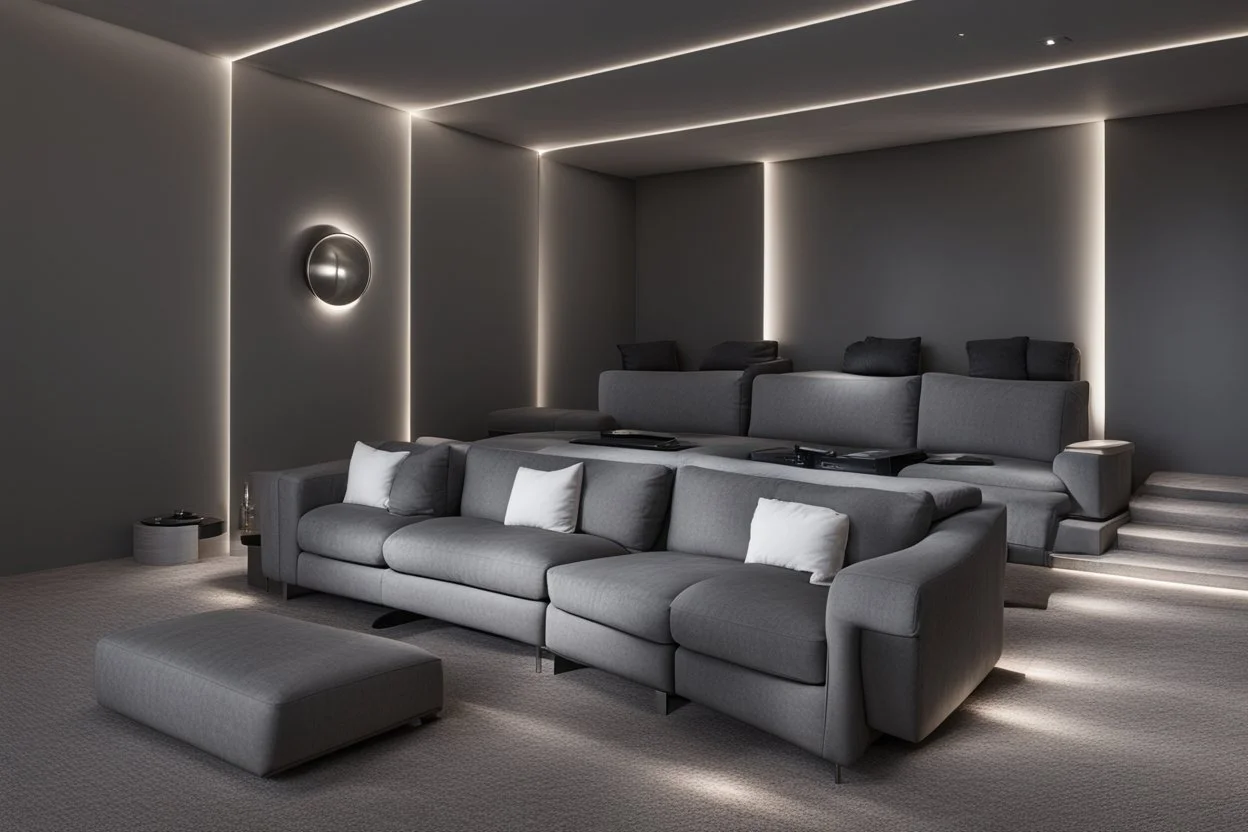 home cinema room with LED lighting in the walls make sure the room is completely symmetrical