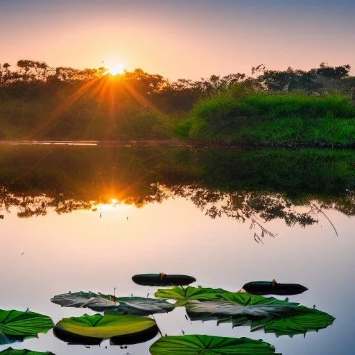 lotus jungle lake at sunrise